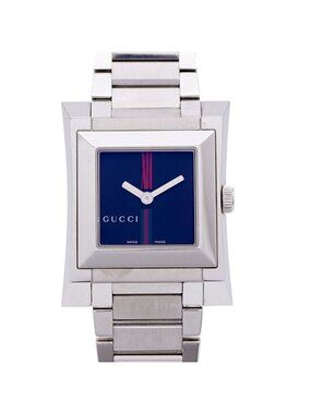 Gucci Square Quartz Watch SS Black Dial